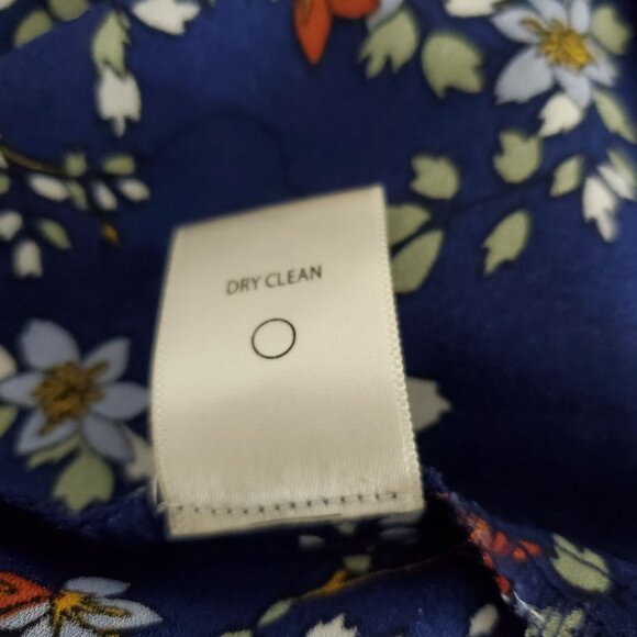 Max Studio Womens Blue Floral Polka Dot Print Crinkle Blouse Size L Flowy Career - Picture 7 of 10